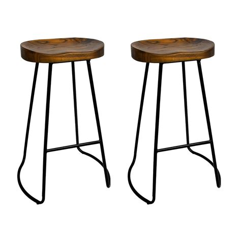 alm wooden backless bar stools set   black scandi interiors