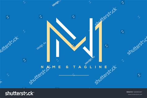 alphabet letters monogram icon logo mn stock vector royalty