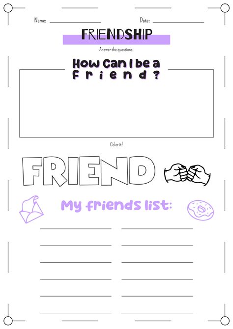 friendship printable worksheets  preschool   teachers