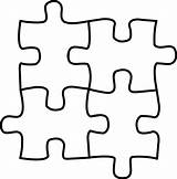 Puzzle Pieces Coloring Four Clip Outline Sweetclipart sketch template