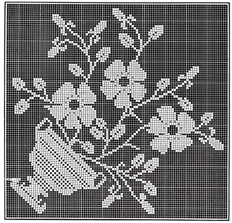 victorian filet crochet pattern floral tea table cloth diagrams
