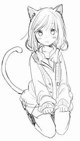 Girl Anime Drawing Drawings Colorear Dibujos Cat Easy Kawaii Draw Chicas Neko Cute Sketches Sketch Dibujo Manga Lapiz Girls Bonitos sketch template