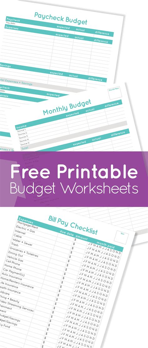 free budgeting worksheets the influenceher collective pinterest