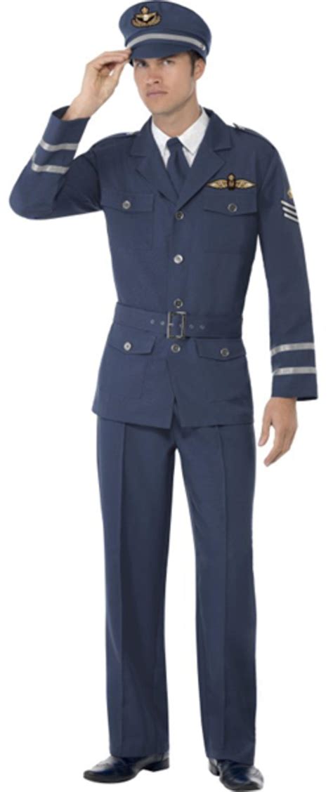 Air Force Captain Mens Fancy Dress 1940s Pilot Military Adults Wartime
