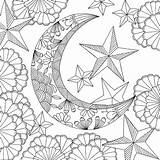 Coloring Mond Sterne Getdrawings Malvorlagen Coloringhome Trippy Psychedelic Freemandaladownload sketch template