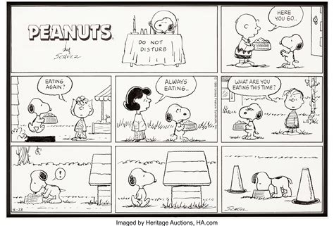 charles schulz peanuts snoopy sunday comic strip original art dated