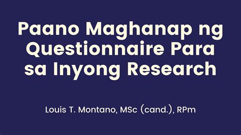 paano maghanap ng magandang questionnaire  scale  sa research