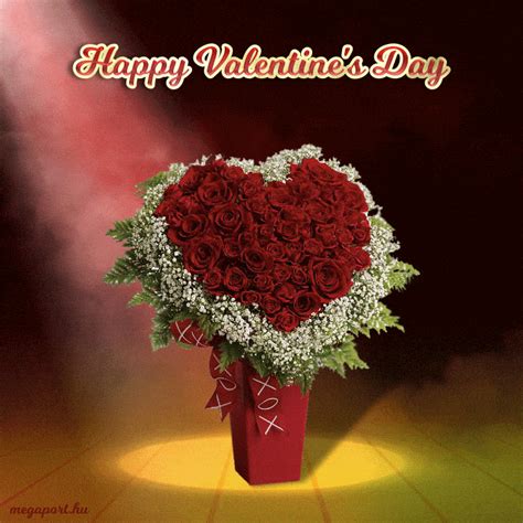 happy valentines day animated heart rose bouquet pictures