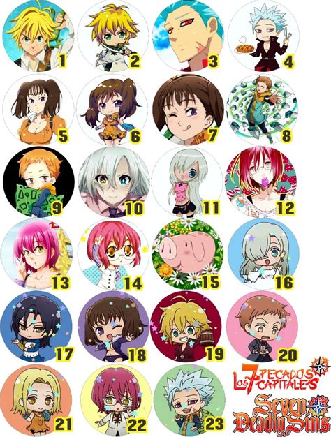 7 pecados capitales pins botones nanatsu no taizai anime 14 90 en