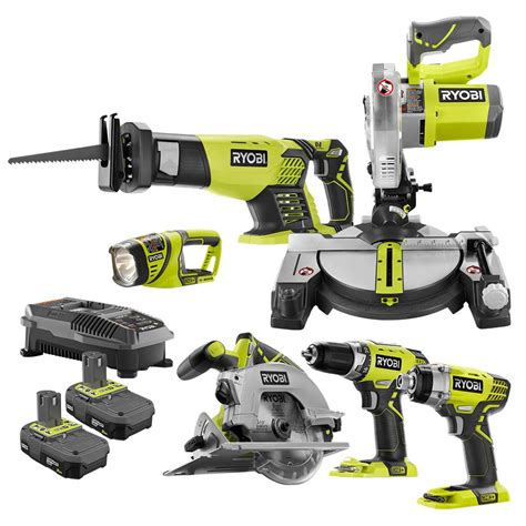 Ryobi Cordless Tool Combo Kit One 18 Volt Lithium Ion Miter Circular