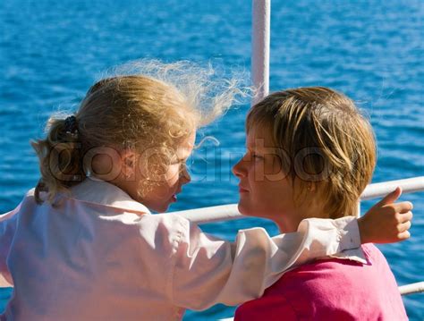 Pleasant Conversation Between Mother And Daughter On Shipboard Stock
