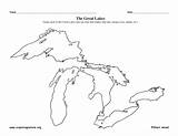 Lakes Great Michigan Coloring Pages Lake Drawing Map Printable Worksheet Wolverines Geography Clipart Color Graphics Teachers Biomes Science Larger Sketch sketch template