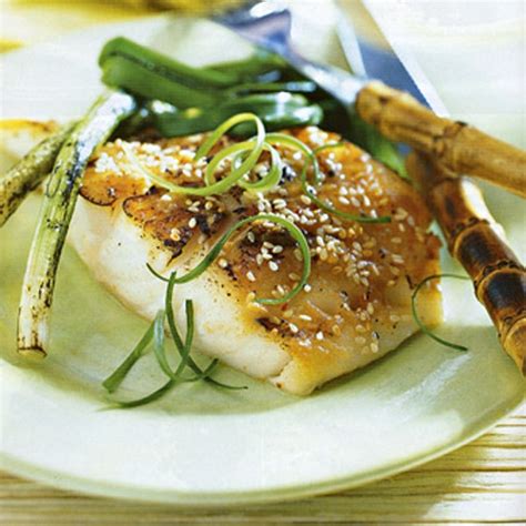 Grilled Sea Bass With Miso Mustard Sauce Recipe