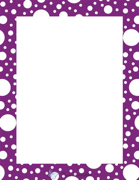 printable white on purple random polka dot page border