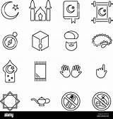 Symbole Islamische Islam Religion Kultur Linie Dünne sketch template