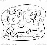 Cow Leaping Stars Over Clipart Cartoon Outlined Coloring Vector Thoman Cory Royalty sketch template