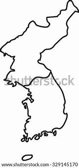 Korea Map South North Outline Coloring Template Background sketch template