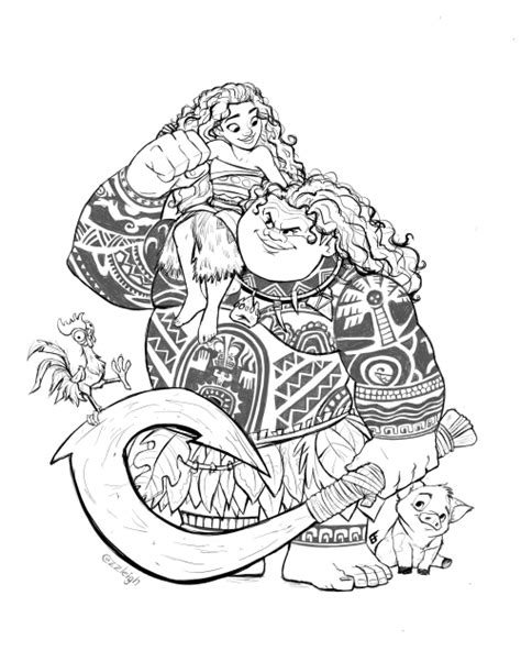 te fiti moana page coloring pages
