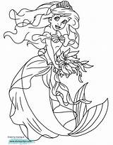 Ariel Coloring Pages Mermaid Little Dress Disney Princess Sisters Disneyclips Template Pdf Playing Funstuff sketch template