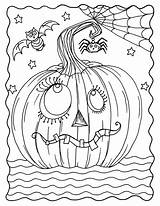 Coloring Pumpkin Goofy Halloween Pages Digital Printable Adult Jack Lantern Instant Zoom Click sketch template