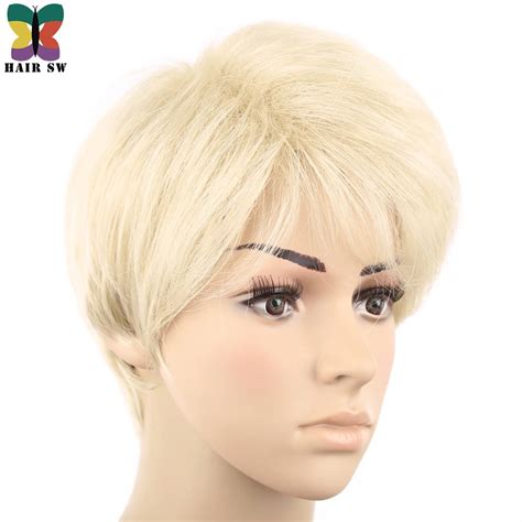 Hair Sw Blonde Wig Synthetic Hair Short Mens Wig Pixie Cut Full