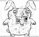 Rabbit Ugly Cartoon Outlined Sad Clipart Coloring Vector Thoman Cory Royalty Clipartof sketch template