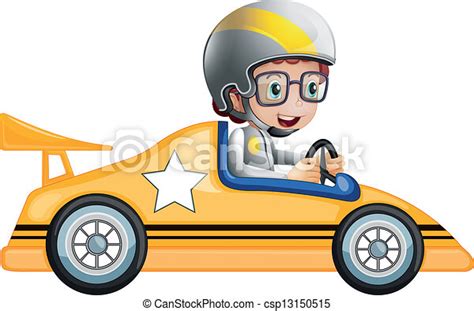 a girl in her yellow racing car illustration of a girl in her yellow