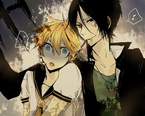 atsuki pixiv1428627 katekyo hitman reborn vocaloid kagamine len rokudou mukuro crossover male