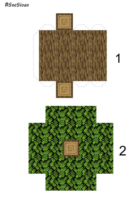 pixel papercraft oak tree