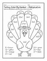 Multiplication Thanksgiving Color Coloring Turkey Number Pages Denis Magdalena 1st September sketch template