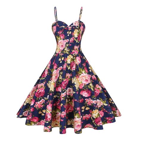 plus size 1950 summer floral print vintage dress women sexy halter