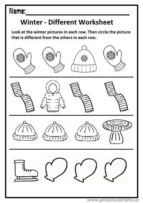 winter  worksheet preschool  kindergarten preschool crafts