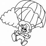 Parachute Template Coloring Drawing sketch template