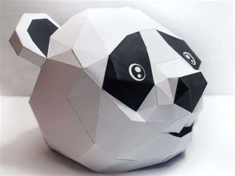 Panda Head Mask Papercraft Free Template Download Masque