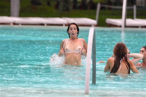 tits and tongue out in a pool girls flashing sorted