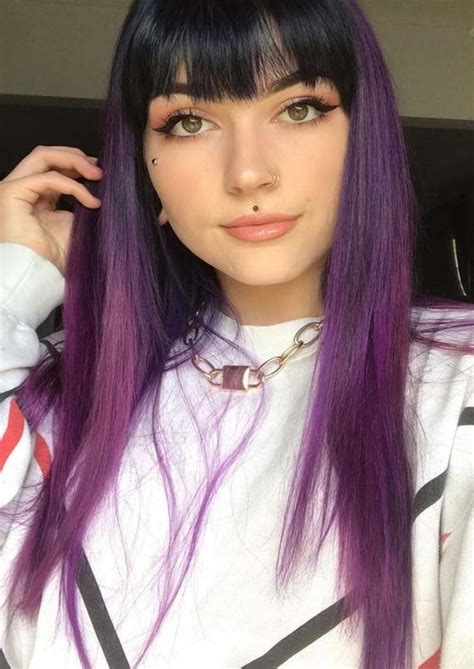 Awesome Purple Hair Styles And Colors With Bangs For 2019