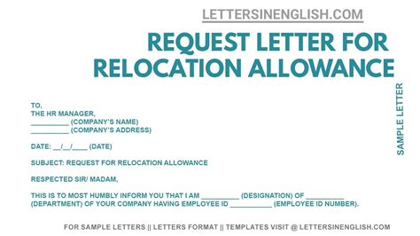 sample letter  relocation allowance request letters  english