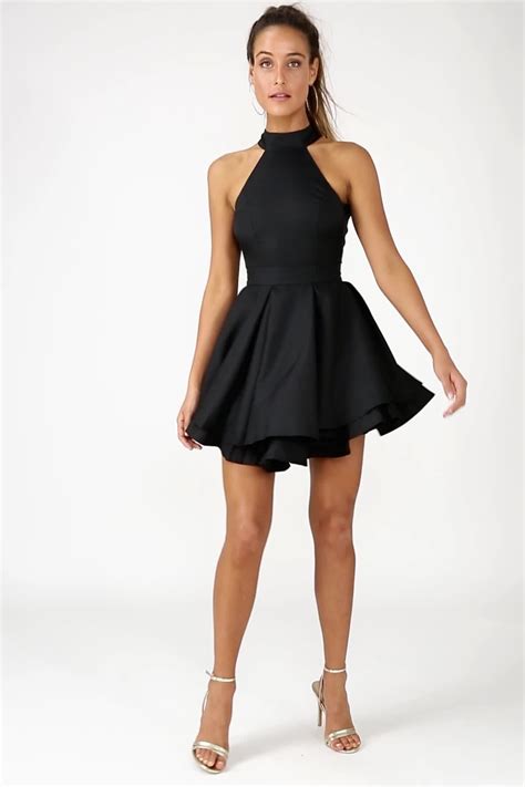 Cute Black Skater Dress Lbd Homecoming Dress Lulus