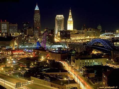 Download Downtown Cleveland Ohio At Night Wallpaper