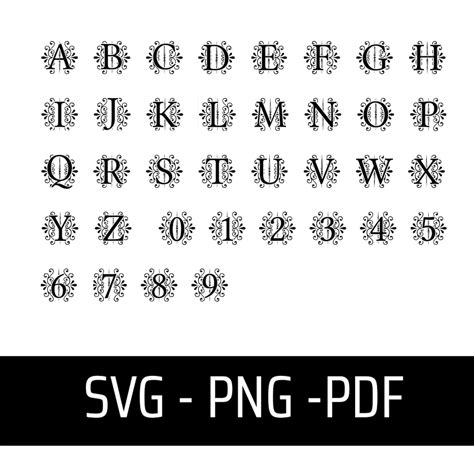 monogram alphabet dxf file digital font svg png  laser cut etsy