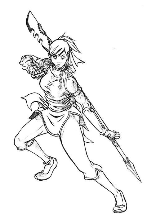 anime warrior girl drawing  getdrawings