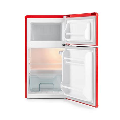 open red  white refrigerator   white background
