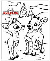 Reindeer Rudolph Red Nosed Coloring Pages Children Fun sketch template