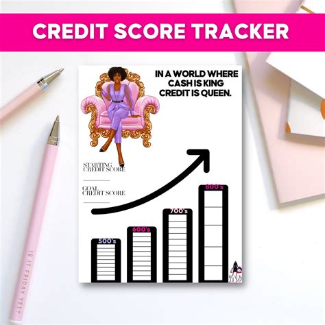 credit score tracker instant  printable savings etsy