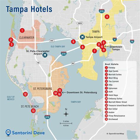 tampa hotel map  beach resorts places  stay