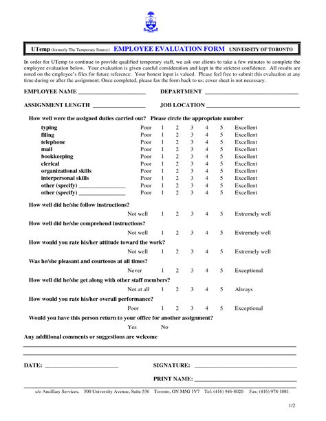 employee performance review forms  printable