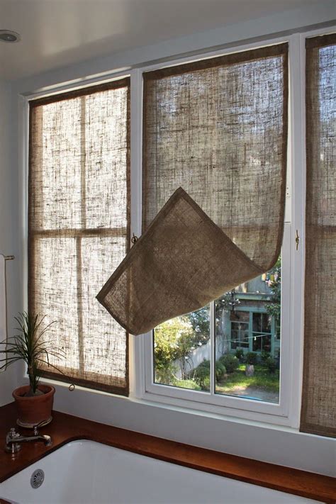 burlap window shades farmhouse window treatments kitchen window coverings window coverings diy
