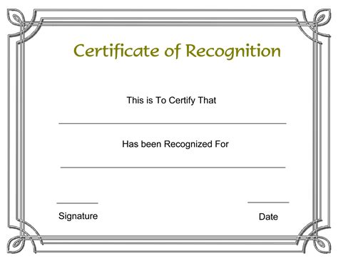 templates  award recognition certificates