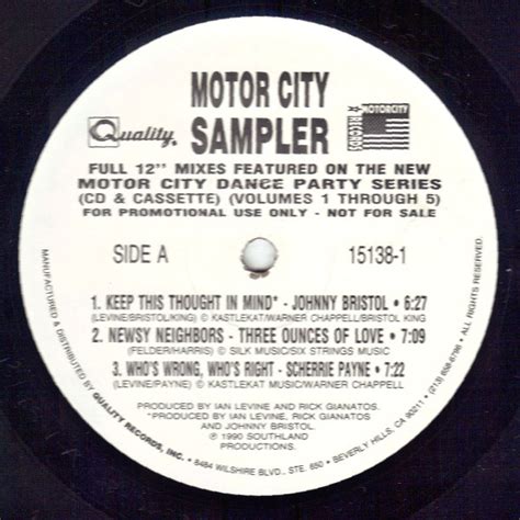Motor City Sampler 1990 Vinyl Discogs
