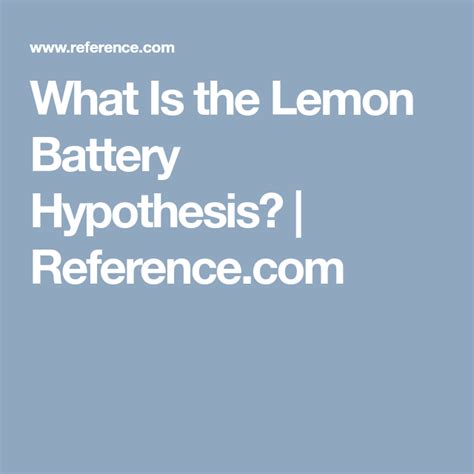 lemon battery hypothesis hypothesis science fair